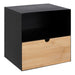 Joliet 1 Drawer Wallmounted Bedside Table in Black & Bamboo