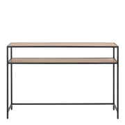 Seaford Black Metal Console Table with Oak Top