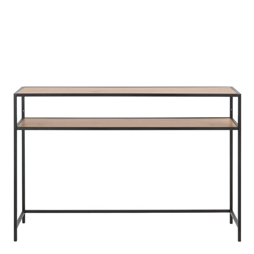 Seaford Black Metal Console Table with Oak Top
