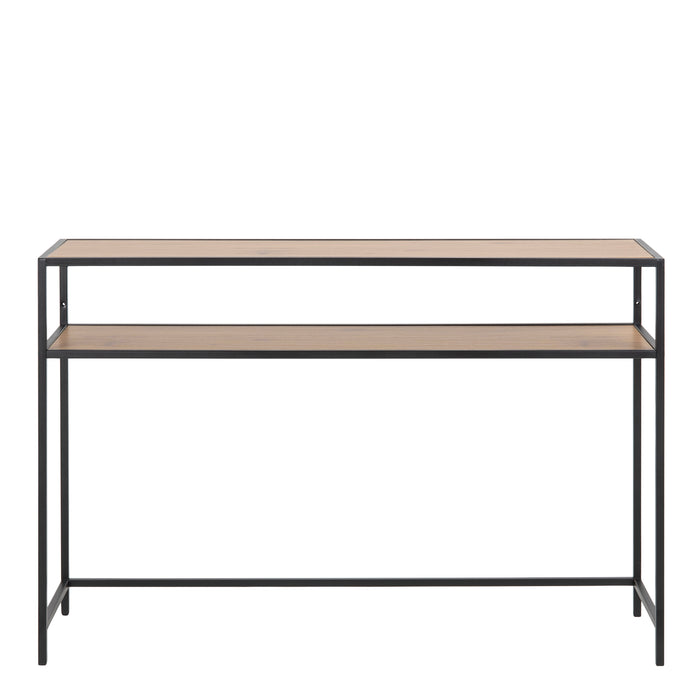 Seaford Black Metal Console Table with Oak Top