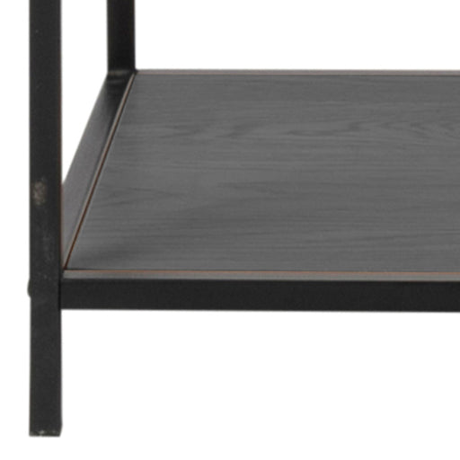 Seaford Black Metal Large Asymmetrical Bookcase with 5 Black Shelves 