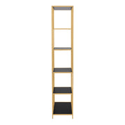 Seaford Tall Gold Metal Bookcase with 5 Black Shelves