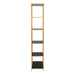 Seaford Tall Gold Metal Bookcase with 5 Black Shelves