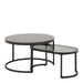 Spiro Round/Oval Coffee Table Set with Black Marble/Smoked Melamine Glass Top