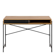 Angus Office Desk with Sliding Door in Oak & Black