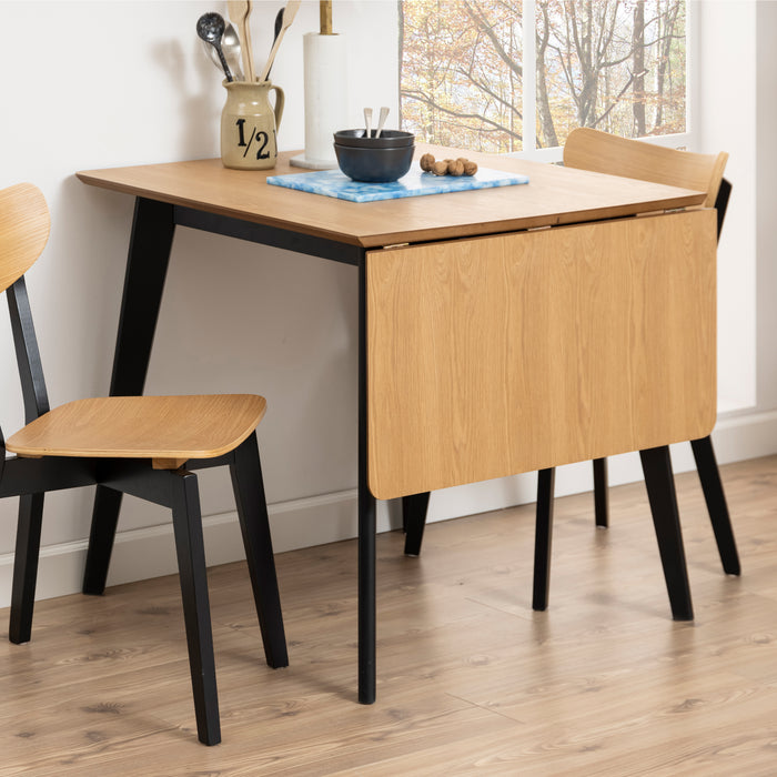 Roxby Extending Dining Table 80-120cm in Oak & Black Included 2 Roxby Dining Chairs in Black and Oak