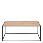 Seaford Black Metal Coffee Table with Oak Top