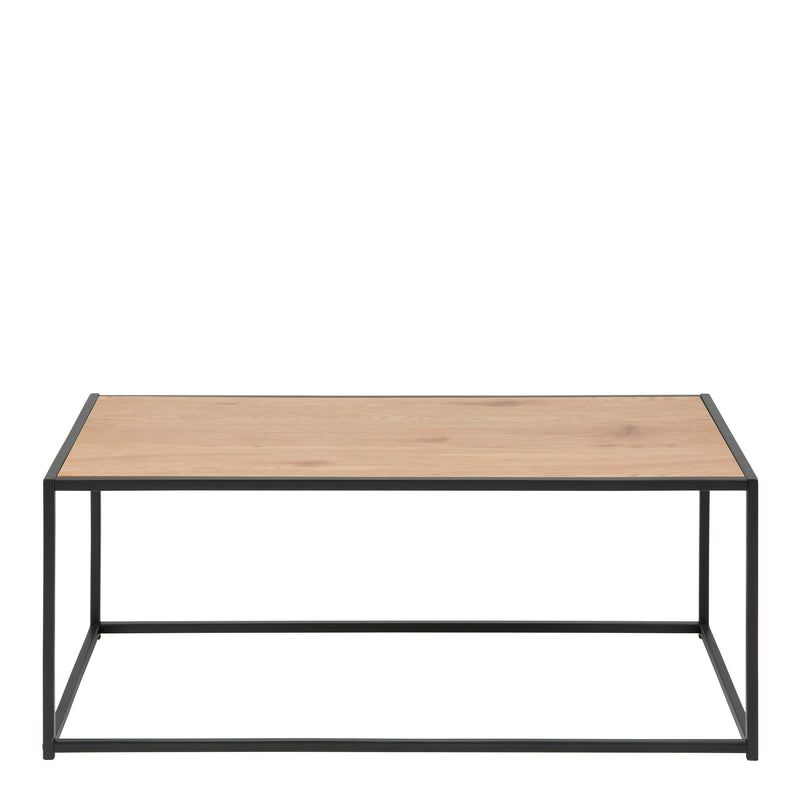 Seaford Black Metal Coffee Table with Oak Top