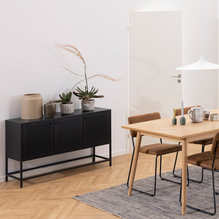 Newcastle 3 Door Raised Sideboard in Matt Black