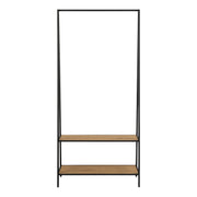 Seaford Black Metal Clothes Rack with 2 Oak Shelves