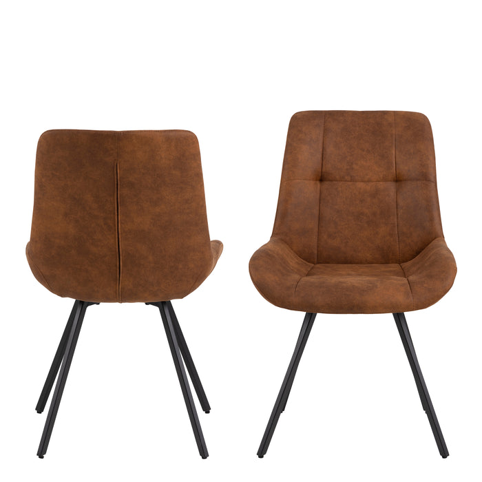 Waylor Dining Chair in Brown Fabric Set of 2