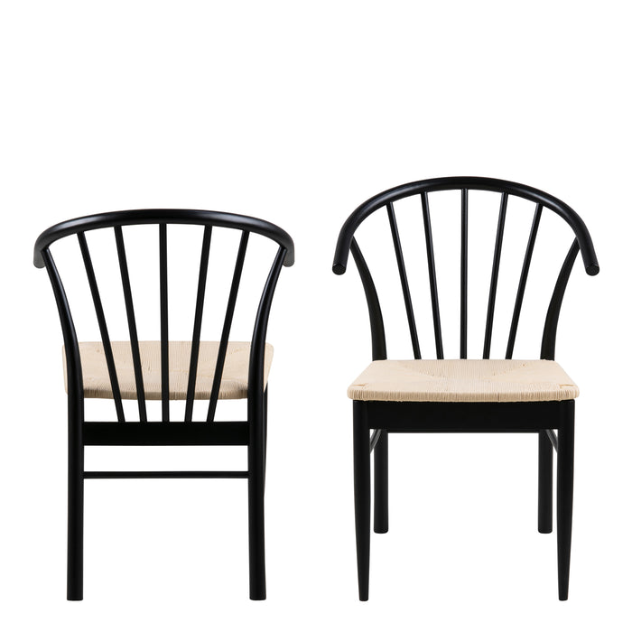 Montreux Round Extending Dining Table in Black 115-154 cm Included 4 Cassandra Dining Chair with Armrest in Black