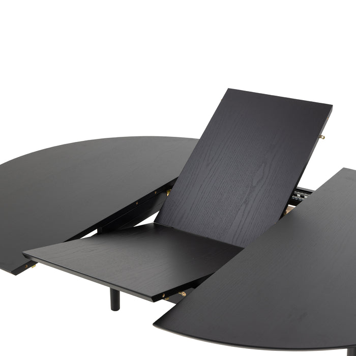 Montreux Round Extending Dining Table in Black 115-154 cm Included 6 Cassandra Dining Chair with Armrest in Black