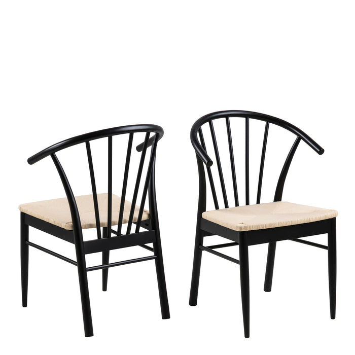 Montreux Round Extending Dining Table in Black 115-154 cm Included 6 Cassandra Dining Chair with Armrest in Black
