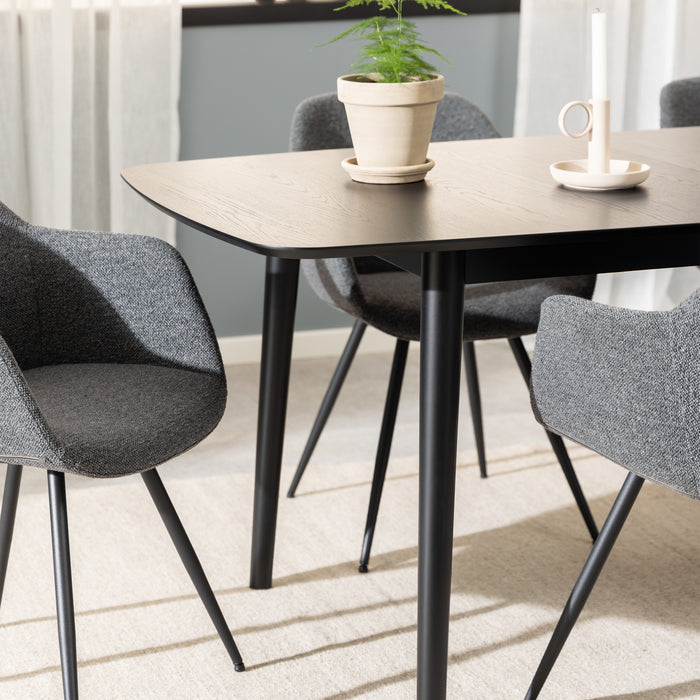 Montreux Rectangular Extending Dining Table in Black 180-219 cm