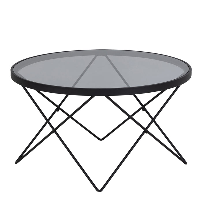 Cuxton Black Coffee Table with Smoked Glass Top