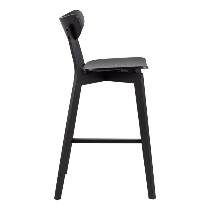 Roxby Bar Table in Black & Oak Included 4 Roxby Bar Stool in Black
