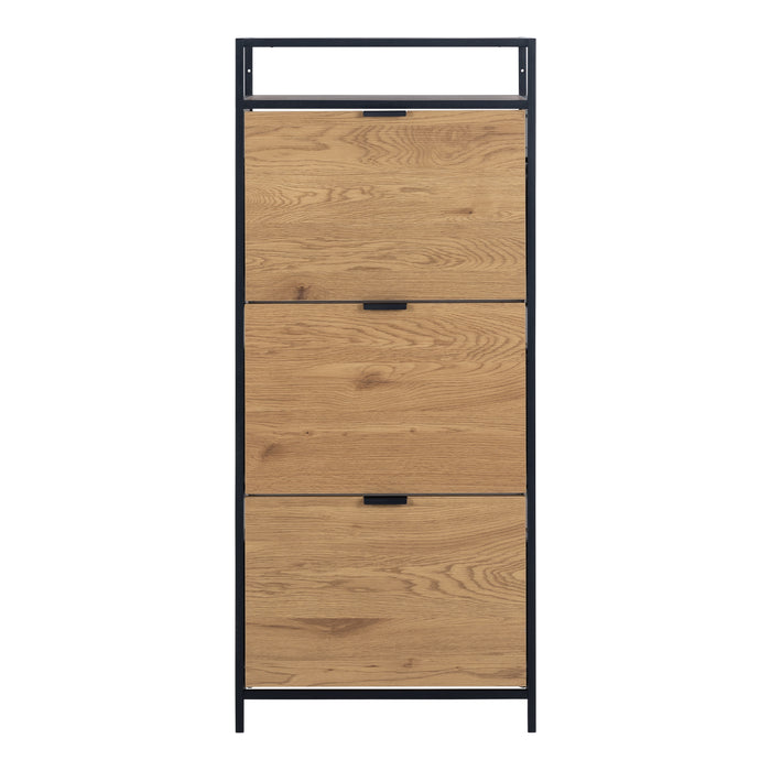 Seaford Shoe Cabinet in Black and Oak