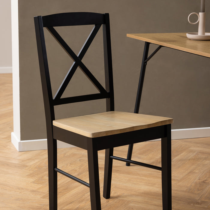Peru Dining Table in Black and Oak Included 4 Elvira Dining Chair in Black and Oak