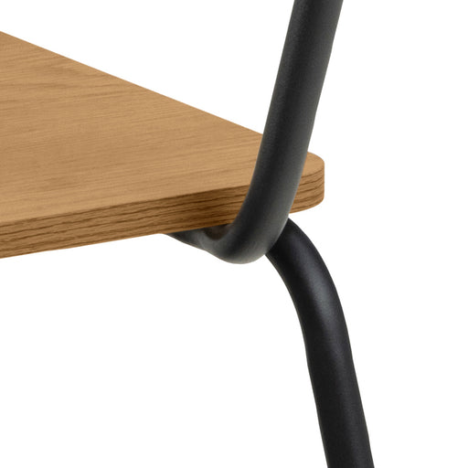 Peru Dining Table in Black and Oak Included 4 Peru Dining Chair in Steel and Oak