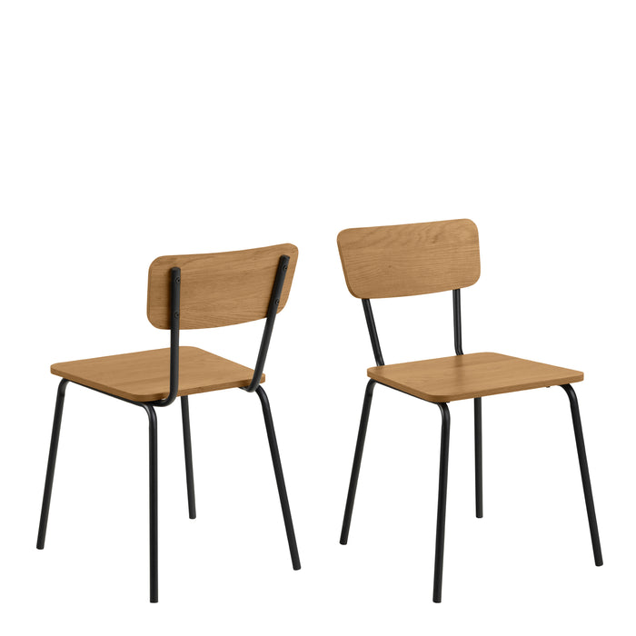 Peru Dining Table in Black and Oak Included 4 Peru Dining Chair in Steel and Oak