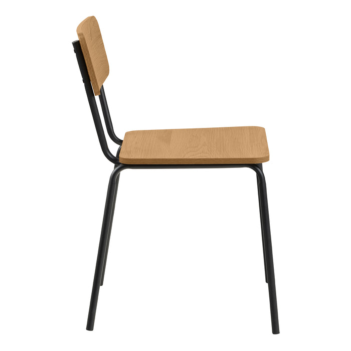 Peru Dining Table in Black and Oak Included 4 Peru Dining Chair in Steel and Oak