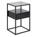Randolf Bedside Table in Black with Smoked Glass