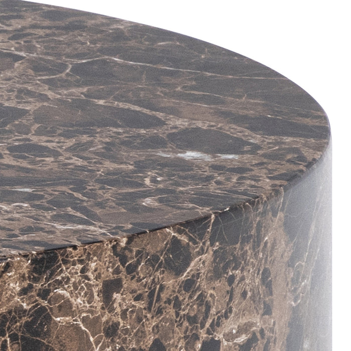 Dice Round Coffee Table Set of 2 in Brown Marble and Delhi Rough Paper