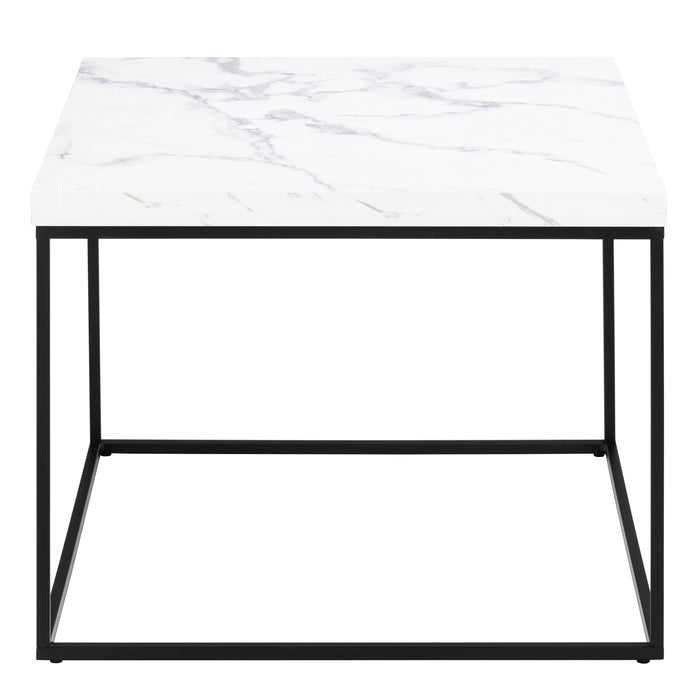 Barossa Coffee Table with White Marble Carrara Top & Black Steel Base 60cm