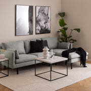 Barossa Coffee Table with White Marble Carrara Top & Black Steel Base 60cm