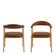 Addi Dining Chair With Armrest in PU Retro Brandy Set of 2