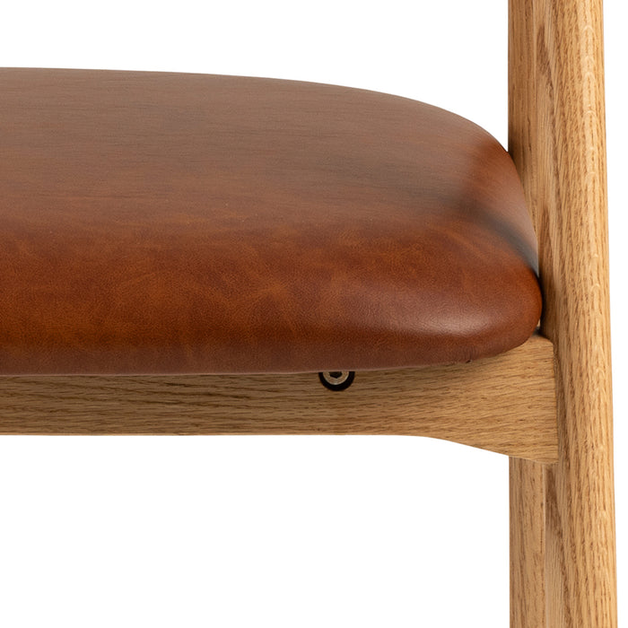 Addi Dining Chair With Armrest in PU Retro Brandy Set of 2 