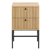 Albany 2 Drawer Bedside Table in Oak/Black Legs