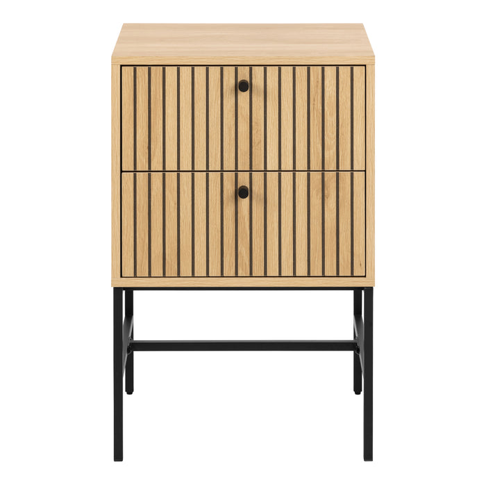 Albany 2 Drawer Bedside Table in Oak/Black Legs