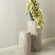 Dice Round Pedestal Set of 2 in Grey Marble and River Rough Paper