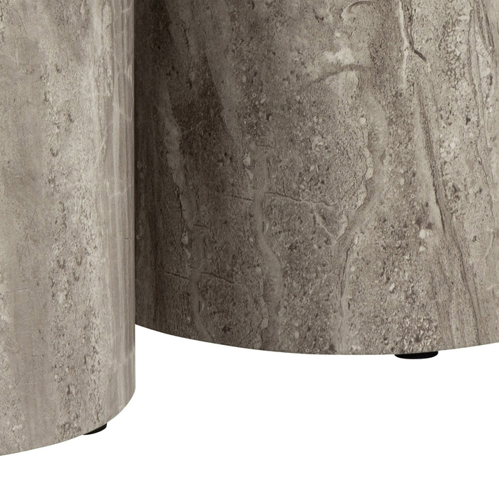 Dice Round Pedestal Set of 2 in Grey Marble and River Rough Paper