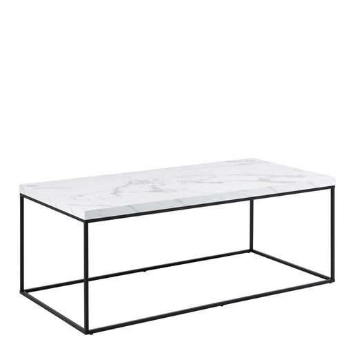 Barossa Coffee Table with White Marble Carrara Top & Black Steel Base 110x55x45cm