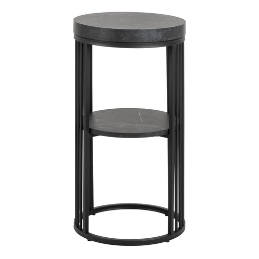 Strington Round Bedside Table 1 Shelf in Matt Black