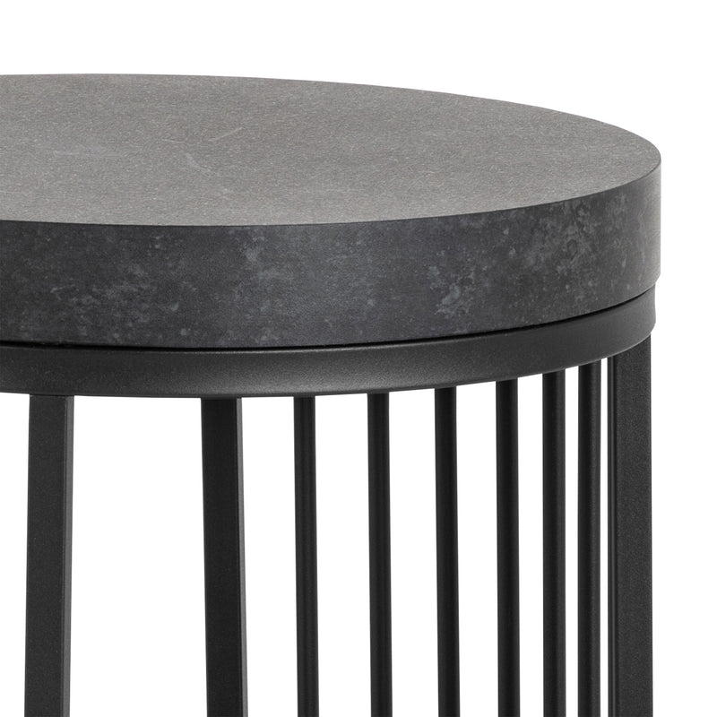 Strington Round Bedside Table 1 Shelf in Matt Black