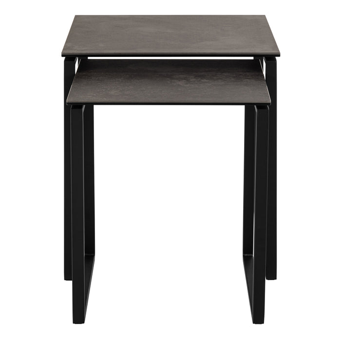 Katrine Square Coffee Table Set in Ceramic Black