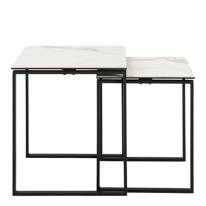 Katrine Square Coffee Table Set in Ceramic White