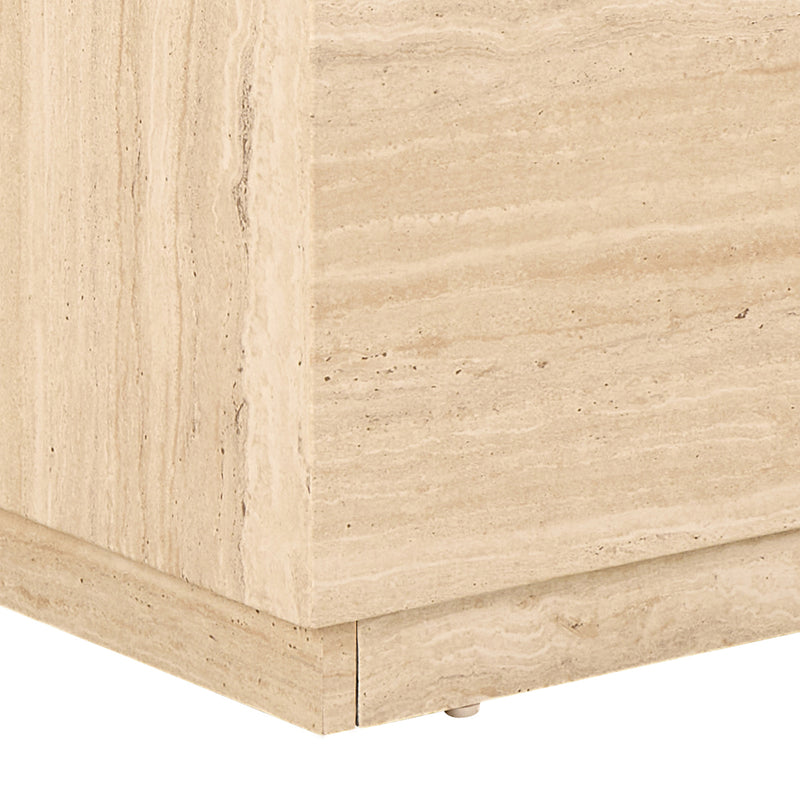 Dice Square and Rectangular Coffee Table Set of 2 in Travertine Rough Paper Effect