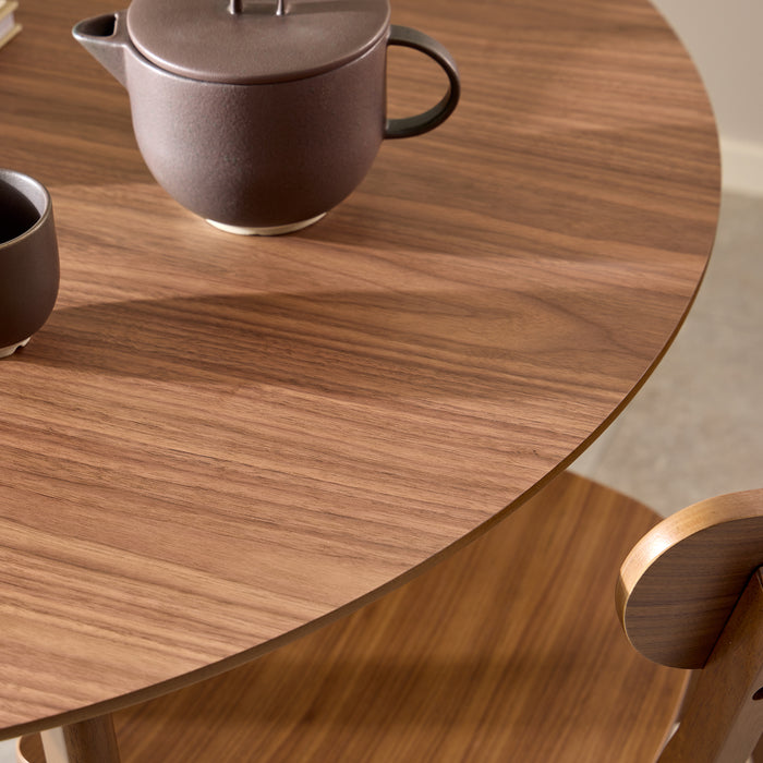 Roxby Round Dining Table in Walnut 105x76cm Included 4 Roxby Dining Chairs in Walnut
