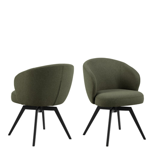 Darlene Dining Chair with Armrest and Swivel Function in Green