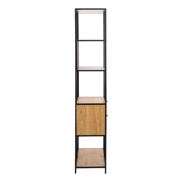 Seaford Tall Wild Oak Metal 2 Drawer Bookcase With 4 Shelves