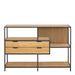 Seaford Wide Oak Metal Bookcase 2 Drawers and 3 Shelves in Matt Wild Oak