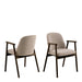 Leo Dining Chairs With Armrest in Monza Fabric Beige Set of 2