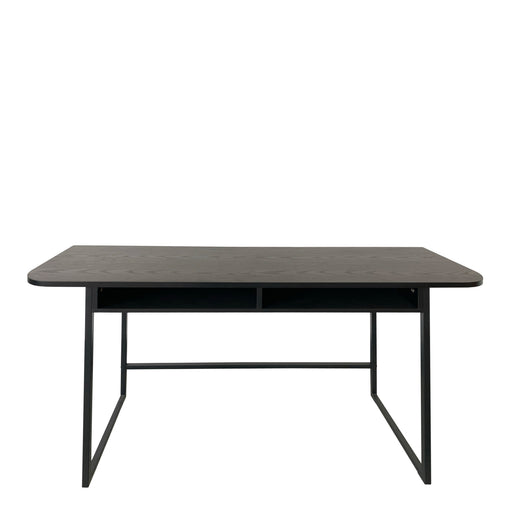 Darlington Console Table With Open Shelf and Oak Top in Black