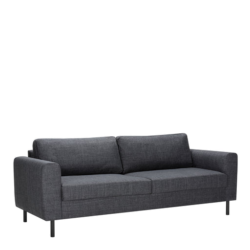 Omaha 3-Seater Sofa in Basel Dark Grey 19 Fabric, Base Matt Black Steel