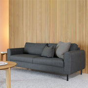 Omaha 3-Seater Sofa in Basel Dark Grey 19 Fabric, Base Matt Black Steel